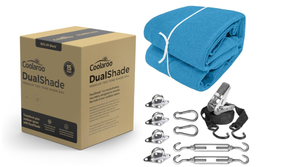 lot 613 image: Coolaroo 95% UV Block Dualshade Outdoor Sun Shade Sail with Hardware Kit, 12 x 8 Rectangle, Santorini