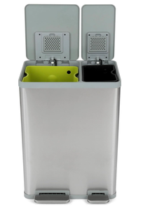 lot 53 image: Simpli-Magic 60 Liter  16 Gallon Rectangular Hands-Free Dual Compartment Recycling Kitchen Step Trash Can