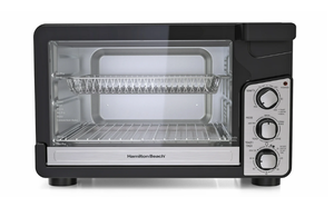 lot 65 image: Hamilton Beach Easy View XL Toaster Oven with Sure-Crisp Air Fry, 6 Slice Capacity, Black & Stainless Steel, 31460