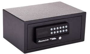 lot 71 image: SentrySafe Black Steel Safe with Card Swipe Reader and Digital Keypad Lock