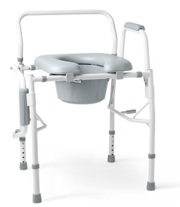lot 77 image: Medline Drop Arm Commode Chair for Adults and Seniors, Padded Seat