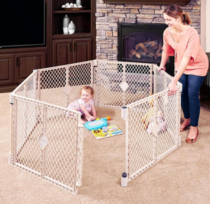 lot 95 image: Toddleroo by North States Superyard 6 Panel Free Standing Play Yard, Indoor or Outdoor Baby Playpen