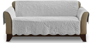 lot 193 image: SureFit Heirloom Quilted Cotton Furniture Cover with Scallop Edge, Loveseat Cover