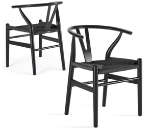lot 541 image: LOT OF 2 Wood Wishbone Dining Room Chairs Set Mid Century Modern Wooden for Your Beach House