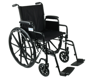 lot 542 image: Equate Lightweight Foldable Steel Wheelchair with 18 Seat and Swing-Away Footrests, 350 lb Capacity