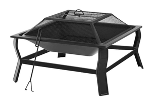 lot 562 image: Mainstays Greyson 30 Square Wood Burning Fire Pit with Mesh Screen, Steel Fire Pit
