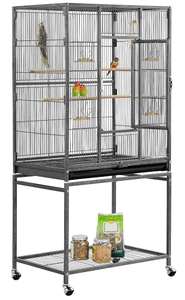 lot 722 image: Yaheetech Wrought Iron Standing Large Parrot Parakeet Flight Bird Cage