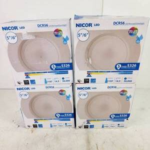 lot 37 image: Lot Of Four Nicor Led DCR56 Recessed Downlight 56 NEW