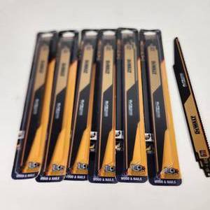 lot 91 image: Dewalt DWAR156CT-3 Reciprocating Saw Blades Wood And Nails 3 Piece Each Pack 5 New 1 Open And 2 Single