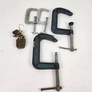 lot 97 image: Lot Of Two Sets Of C-Clamps And Vintage Locke Good Condition