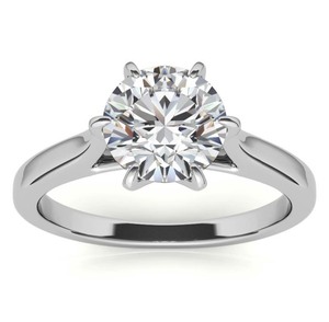 lot 1 image: 3.02 Carat Round Brilliant Cut Diamond 6 Prong Cathedral Style Solitaire 14K White Gold Ring. IGI Certification. $8400 Retail.