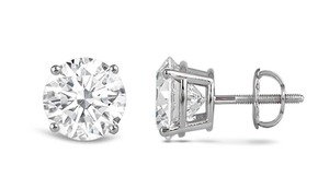 lot 3 image: 2.02 Carat Total Weight Diamond Stud Earrings 14k White Gold 4 Prong Basket Screw Back Earrings. $2480 Retail