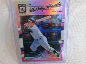 lot 21 image: 2017 Optic Mickey Mantle Pink Prizm...