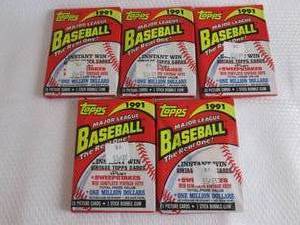 lot 128 image: 5-1991 Topps Baseball Packs...