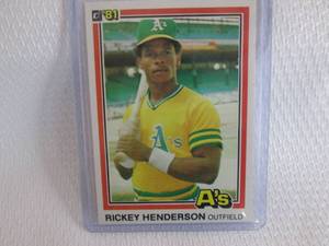 lot 155 image: 1981 Donruss Rickey Henderson Card...