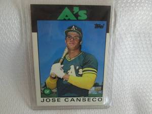 lot 181 image: 1986 Topps Jose Canseco Rookie Card...
