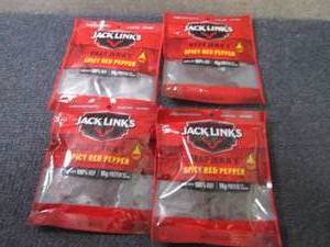 lot 272 image: 4- 2.85 oz Jack Links Spicy Red Pep...