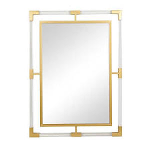 Litton Lane 38 in. x 28 in. Double Framed Rectangle Framed Gold Wall Mirror with Acrylic Frame  Customer Returns See Pictures
