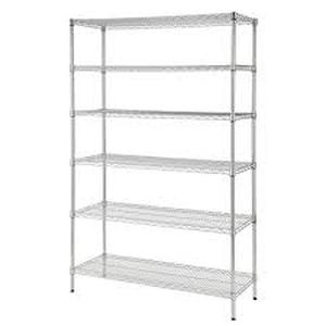 HDX 6-Tier Commercial Grade Heavy Duty Steel Wire Shelving Unit in Chrome (48 in. W x 72 in. H x 18 in. D)    Customer Returns See Pictures
