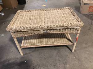 Hampton Bay Rosemont Light Brown Rectangular Steel Wicker Outdoor Patio Coffee Table  Customer Returns See Pictures