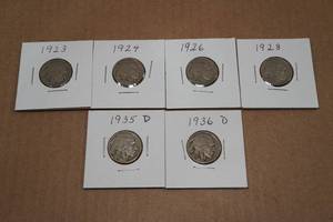 lot 43 image: 6 1923-1936 Buffalo Nickel Coins