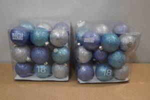 lot 100 image: 2 18-Packs Martha Stewart Shatterproof Christmas Ornaments