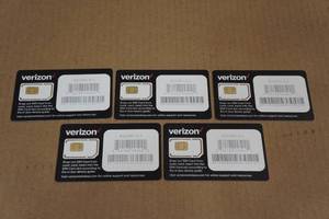 lot 151 image: 5 Verizon Wireless SIM Cards