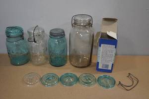 lot 173 image: Antique Glass Jars and Lids