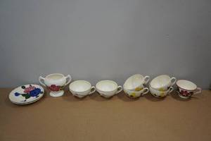 lot 178 image: Assorted Painted Tea Cups and Accessories