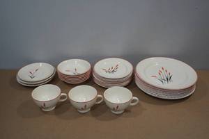lot 182 image: Camwood Ivory Cattail Dishes
