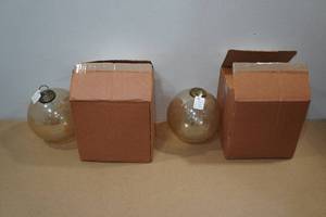 lot 202 image: 2 Department 56 6.5 Amber Glass Ornaments