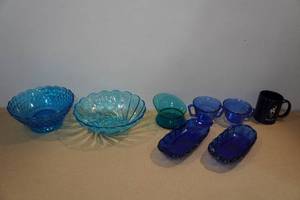 lot 204 image: Assorted Blue Glassware