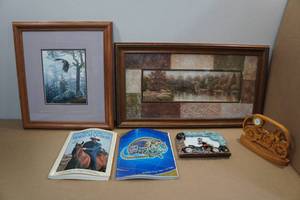 lot 238 image: Framed Prints and Motorcycle Dcor