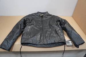lot 290 image: USA Bikers Dream Apparel Black Leather Jacket - 38