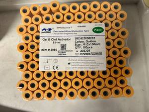 lot 43 image: Evacuated Blood Collection Tube Gel and Clot Activator Expired
