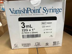 lot 221 image: Vanishpoint Safety Syringe With Needle
