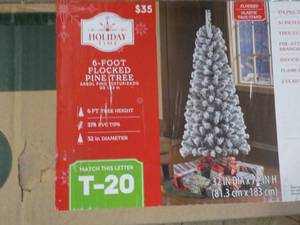 Holiday 6 ft Flocked Pine Tree new...