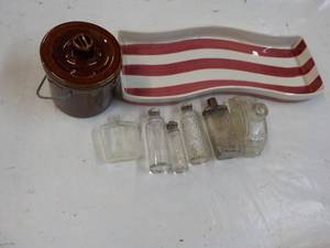 Vintage Bottles, Crock and Serving ...