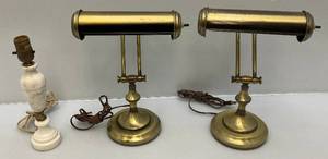 lot 132 image: Two Vintage Brass Desk Lamps & More