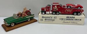 lot 182 image: 1998 Limited Edition Of 1,128 SEARS Season Greetings Semi Truck  (Missing Windsheild On Car) In Original Box & More