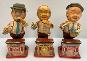 lot 27 image: Vintage Tin Litho Charley Weaver Bartender Battery Operated Toys (PARTS ONLY)