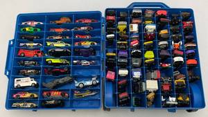 lot 46 image: Misc. Miniature Die-Cast Cars Including HotWheels & More  In Carrying Case