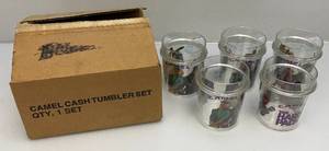 lot 55 image: 1991 Joe Camel The Hard Pack Thermoserve Plastic Tumblers (Very Cool)