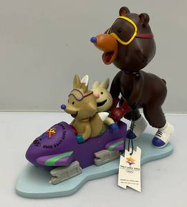 lot 82 image: 2002 Salt Lake City Winter Olympic Games Official Mascots Bobble Head Bobsled Figurine In Original Box