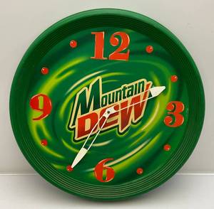 lot 114 image: 18 Mountain Dew Clock (Needs New Clock Piece)