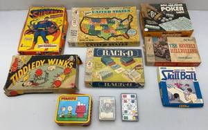 lot 122 image: Misc. Vintage Games Including 1978 Superman, The Beverly Hillbillies & More (Open Boxes) Complete
