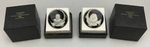 lot 242 image: 1977 Franklin Mint Baccarat Sulfide Paperweights Including Winston Churchill (NIB) & Louis XIV (In Misc. Box)