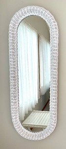 lot 24 image: Vintage White Wicker Framed Wall Mirror