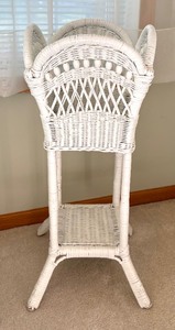 lot 29 image: Vintage White Woven Wicker Planter Stand