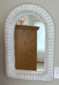 White Wicker Framed Mirror